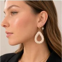 NEXORA Perlenohrringe Perlenohrringe Damen Boho Statement Tropfen Ohrringe (Paar, Paar), Perlenoptik, Tropfenform, goldfarbene Ohrhaken, leicht, elegant