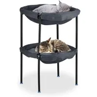 relaxdays Katzen-Hängematte Stehende Katzenhängematte 2 Etagen, Polyester