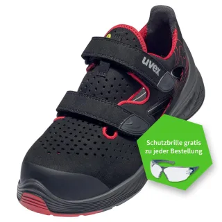 uvex 1 G2 Sicherheitsschuh S1P Sandalen gelocht schwarz/pink 46 - 6836246