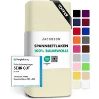 Jacobson Spannbettlaken TOPPER aus 100% Baumwolle, Jersey Bettlaken 160 g/m², Spannbetttuch mit Gummizug, pflegeleicht & viele Farben
