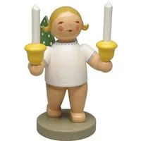 Wendt & Kühn Weihnachtsfigur Engel mit zwei Kerzen 650/157, Haarfarbe zufällig blond oder braunhaarig