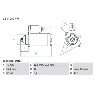 Bosch Anlasser 2,0 kW Audi Seat Skoda VW 0986025070