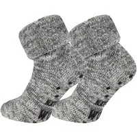 TippTexx 24 ABS-Socken 2 Paar ABS Stoppersocken Wollsocken Thermosocken mit Innenfrottee (2 Paar) mit Anti-Rutsch-Druck, vollplüsch-gefüttert, extra wärmend