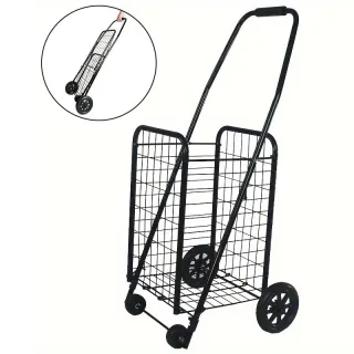 Xmund 40L Foldable Shopping Cart Grocery Hand Truck Small Cart Hand Trolley Bearing Wheels Silent Wheels Supermarket Han
