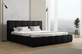 Polsterbett Doppelbett GIULIA Komplettset 160x200cm Stoff Magic Velvet Schwarz