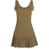 Vishes Minikleid Damen Baumwolle Trägerkleid Raffung Volant Verstellbar Boho Alternative Mode, Boho, Hippie, Ethno, Festival