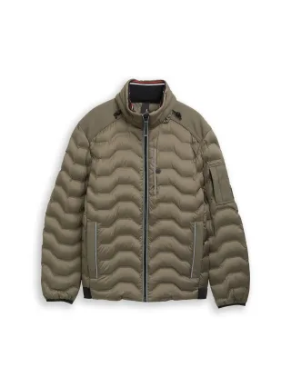 Tom Tailor - Hybrid Lightweight Steppjacke mit verstaubarer Kapuze faded leaf green - Gr. - XL