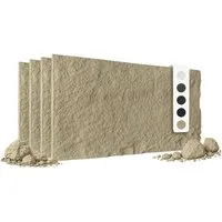 Hexim Wandpaneel, BxL: 60.5x121 cm, (Steinoptik Felsen Platten 4 Stück 120x60cm PU Wandverkleidung 2,92 m² 3D Paneele Bruchstein Stone Dekor Wandpaneele Wanddeko Steinplatte Felswand Wohnzimmer Innenwand (A002-15 Beige)