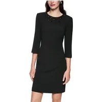Marc Cain Midikleid Premium Damenmode mit Schmucksteinen, tailliert, Rock leicht ausgestellt