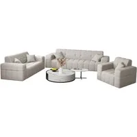 Fun Möbel Polstergarnitur Sofaset Designersofa NANCY 3-2-1, (Set, inkl. 5 Zierkissen), Rundumbezug