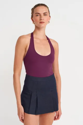 Slim Fit Halter-Neck Cut-Out-Top