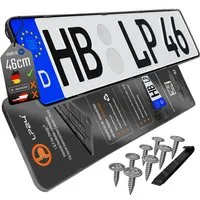 L & P Car Design Kennzeichenhalter 460mm für Auto rahmenlos Schwarz dezent sicher langlebig, (2-St)