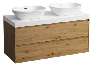 LAUFEN WTU+WT-Platte LANI 495x1185x580 m.Aus re+liPL.65mm(weiß matt)2Schubl wildeiche, H404574112267 H4045741122671