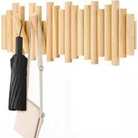 Holz Lichter Kleiderhaken Wandgarderobe, Kleiderhaken aus Holz mit 7 Klapphaken, Flur, Garderobe, Wand, langlebig, pflegeleicht, modern