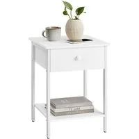 VASAGLE Nachttisch Nachtkommode, Beistelltisch, 40 x 40 x 55 cm, Schlafzimmer, Wohnzimmer (1-St), mit Schublade und Ablage, Stahlrahmen, einfacher Aufbau, mattweiß