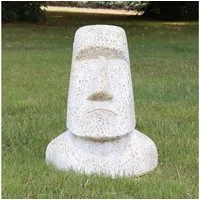 Oriental Galerie Dekofigur Moai Kopf Stein Figur Weiß 40 cm (1 St)
