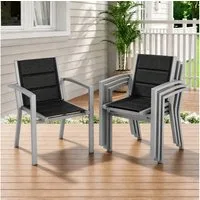 HOMALL Gartenstuhl Stapelbare Aluminiumstühle Outdoor Stühle 2/4/6er Set, Bis 160kg (Gewicht ca. 3,5 kg, erhältlich in drei Farben, geeignet für Camping, Pool, Grillszenarien (ohne Tisch), 4 St)
