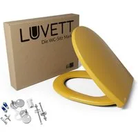 LUVETT WC-Sitz C100 mit Absenkautomatik, Duroplast sanitär, Universelle O-Form (Komplett-Set, Inklusive 3 Befestigungsarten), mit Original SoftClose® Absenkautomatik, Duroplast