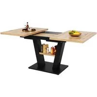 i@home Esstisch Teleskoptisch, Tisch, Küchentisch, Ausziehtisch, ausziehbar,Schwarz (Bis 60 kg belastbar, 118-157*70*75cm, 1 Tisch), mit Hilfe innenliegender Einlegeplatten, für Küche und Wohnzimmer