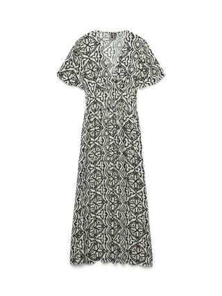 VERO MODA - VMMENNY SS 7/8 V-NECK DRESS WVN BOO Birch - Gr. - M