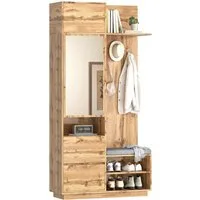 autolock Garderoben-Set Kompaktgarderobe Flurgarderobe mit Spiegel, Sitzbank, Schuhschrank, (90×34,5×190 cm), Flurmöbel-Set Garderobe für den Eingangsbereich