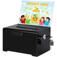 Youyijia Geldkassette Acryl Spendenbox 15,7×11,6×10 cm Wahlbox mit Schlitz & Schlüssel