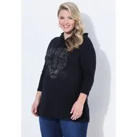 MIAMODA T-Shirt Longshirt Glitzersteinchen- Animalmotiv