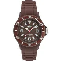 Neo Watch Quarzuhr Damenuhr Herrenuhr unisex dunkelbraun NICE-1 Armbanduhr Modell N1-004, Mineralglas, Damen Herren Uhr, dunkelbraunes Gehäuse, braunes Armband