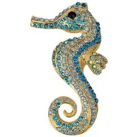 Ella Jonte Brosche, maritimes Statement-Schmuckstück Seepferd mit Strass