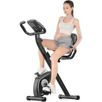 Gywowken Heimtrainer Fahrrad Klappbar für Zuhause, 4-in-1 faltbarer Heimtrainer (LCD-Display, Handpulssensoren, Integrierte Transporträder), mit 8 Stufen verstellbarem Magnetwiderstand, klappbarer Heimtrainer