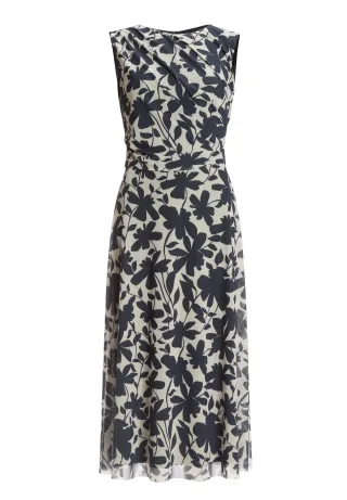 SWING - Midi Kleid aus weichem Mesh navy/ivory - Gr. - 48
