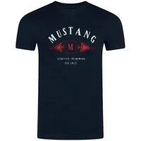 MUSTANG T-Shirt Herren Printshirt Regular Fit (1-tlg) Kurzarm Tee Shirt mit Rundhalsausschnitt aus 100% Baumwolle