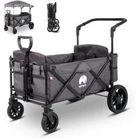 elvent Bollerwagen AllRounder Premium, Kompakt faltbar, Für Familien mit 1-2 Kindern, Viel Platz für Gepäck