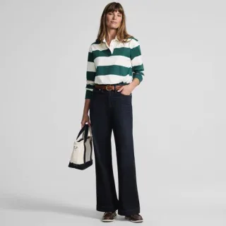 All-Day CoolMax Jeans Mid Waist mit weitem Bein, Damen,  Blau, by Lands' End