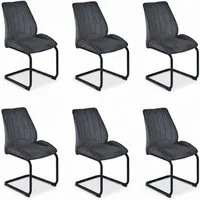 Jiexi Esszimmerstuhl Esszimmerstuhl Grau gepolstert mit Freischwinger Gestell 2er/4er/6er (Set), Schwingstuhl