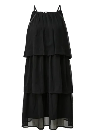 Q/S designed by - Locker geschnittenes Stufenkleid schwarz - Gr. - 34