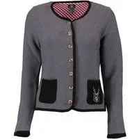 OS Trachten Strickjacke Enkeyo Trachtenjacke mit aufgesetzten Taschen, Hirsch-Stick auf linker Brust