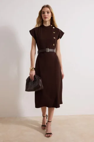 Damen-Midikleid, ärmellos, flach geschnitten, lässig/alltagstauglich