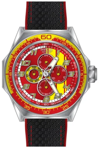 Invicta Racing 50042 Herrenuhr - Quarzwerk - Edelstahl mit rotem Zifferblatt - 50 mm