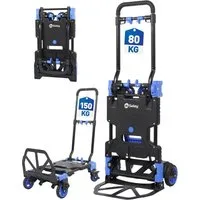 Sekey Sackkarre Alu 2-in-1 Sackkarre Klappbar Transportwagen bis zu 150 kg Tragkraft, Alu Plattformwagen mit Bremse, Ergonomischem Griff