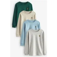 Next Langarmshirt 4 x Langarmshirts mit Hirschstickerei (4-tlg)