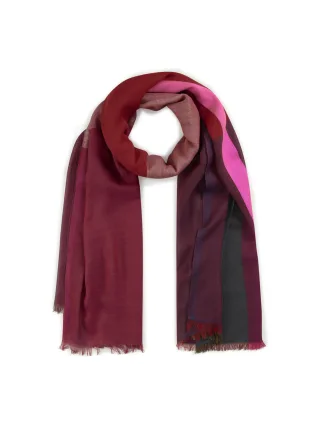 Wärmender Jacquard Schal aus Woll-Mischung mit Karo-Muster pink - Gr. - one size