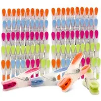 SOHFA Wäscheklammern 50 Stück Soft Grip ohne Abdruck - Wäscheklammern groß bunt Kunststoff, buntes Klammern Set