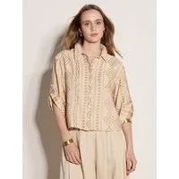 Apricot Blusentop Legere Bluse mit geometrischer Stickerei