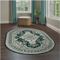 OTTO home Teppich Oriental, Made in Belgium, oval, Höhe: 7 mm, Orient-Optik, mit Bordüre, Kurzflor, pflegeleicht, elegant