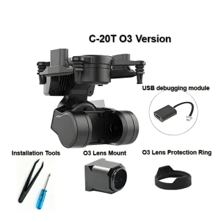 XF C-20T Camera Gimbal, 19mm Mount for DJI O3 Unit / WalkSnail Moonlight Avatar, Anti-Vibration Design Fixed-Wing FPV Ra