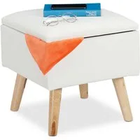 relaxdays Stauraumhocker Sitzhocker mit Stauraum Kunstleder (1 St), weiß