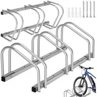 tectake Fahrradständer Fahrradhalter aus rostfreiem Stahl für Reifenbreiten von 35 - 60 mm, Boden- und Wandmontage, von beiden Seiten befahrbar
