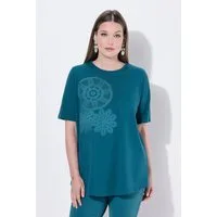 Ulla Popken T-Shirt T-Shirt Blüte A-Linie Rundhals Halbarm