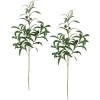 Kunstpflanze Olivenzweig 2er Set, I.GE.A., Höhe 77 cm, Mit schwarzen Oliven 77cm mediterrane Zweige Dekozweig Olivenblätter